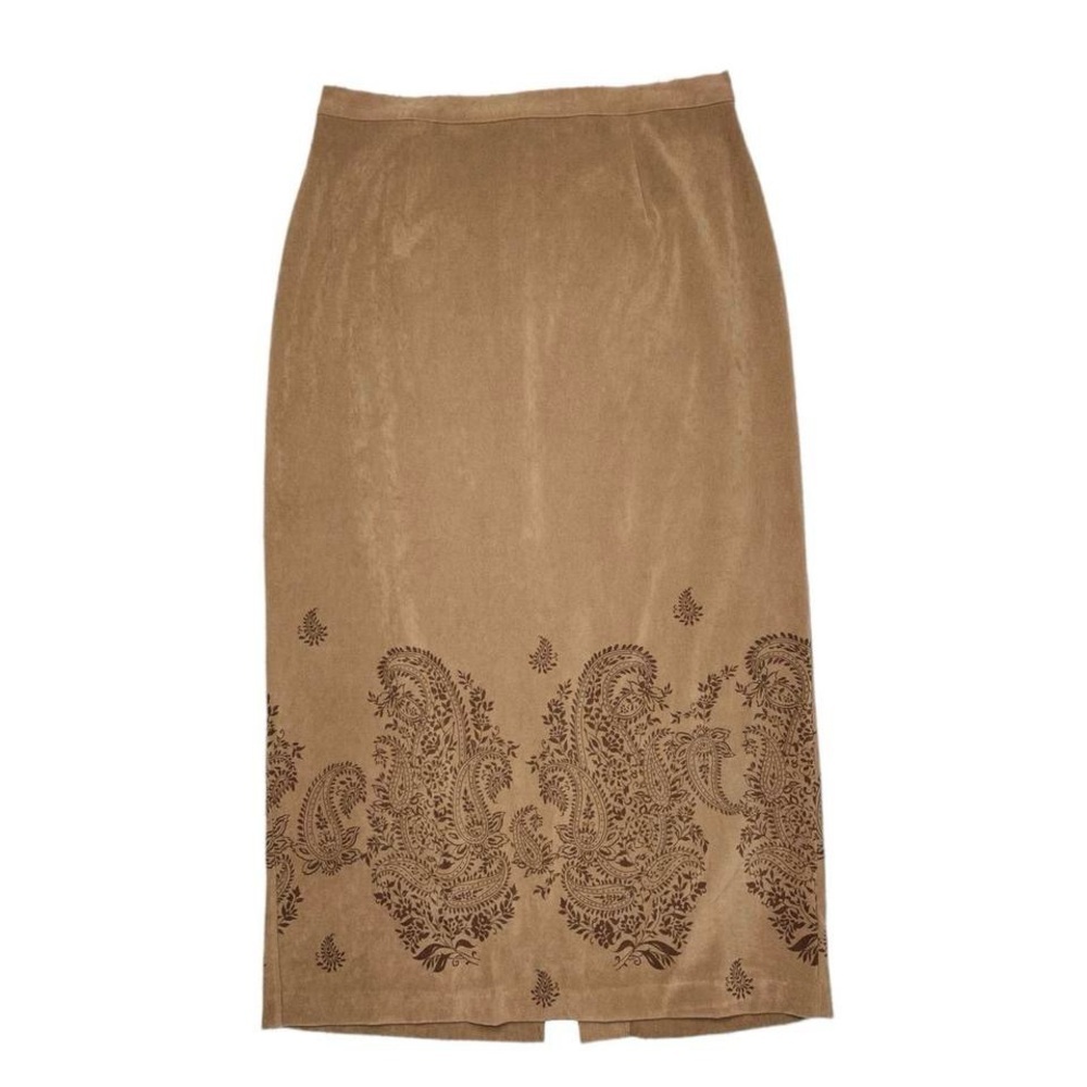 Vintage Y2K Norton McNaughton Brown Pasiley Boho Maxi Skirt